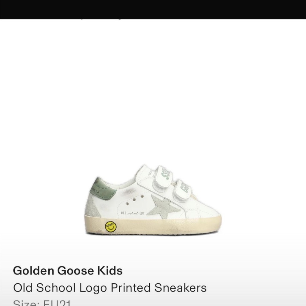 Golden Goose Kids White and Green Sneakers